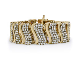 14K Yellow Gold 15.0 Cttw Diamond Chevron Wave 7.25" Inch Link Bracelet (J-K Color, I1-I2 Clarity)
