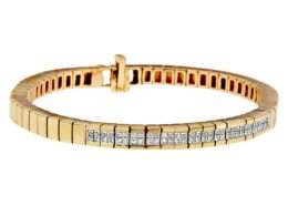14K Yellow Gold Princess-Cut Diamond Banded Bracelet (1.10 cttw, G-H Color, SI1-SI2 Clarity)
