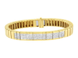 14K Yellow Gold 3 5/8 cttw Invisible Set Princess-Cut Diamond ID Tennis Bracelet (I-J Color, SI1-SI2 Clarity) - Size 7"