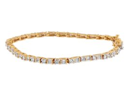 14K Yellow Gold Round and Baguette-Cut Diamond Bracelet (2.00 cttw, H-I Color, SI2-I1 Clarity)…