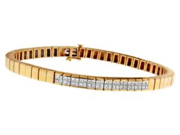 14K Yellow Gold Princess Cut Diamond Banded Bracelet (1.00 cttw, G-H Color, VS1-VS2 Clarity)