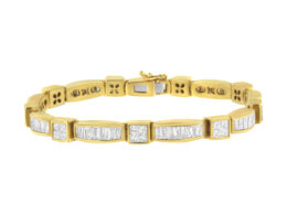 14K Yellow Gold Multi--Cut Diamond Box Square Link Bracelet(7.33 cttw,H-I Color,SI1-SI2 Clarity)
