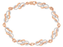 10K Rose Gold 1.0 Cttw Diamond Infinity Loop and Swirl Link Bracelet (I-J Color, I2-I3 Clarity) - 7.25" Inches