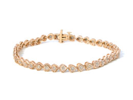 10K Rose Gold Plated .925 Sterling Silver 1.0 Cttw Miracle Set Diamond Heart-Link 7" Tennis Bracelet (I-J Color, I2-I3 Clarity)