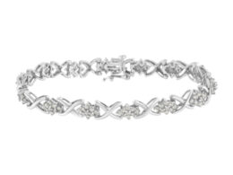 .925 Sterling Silver 2-1/4 Cttw Diamond 7” Cluster X Link Bracelet (I-J Color, I3 Clarity)