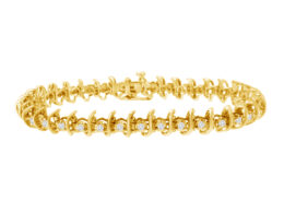 10KT Yellow Gold Plated .925 Sterling Silver 1 cttw Prong-Set Diamond Link Bracelet (J-K, I1-I2) - 7.5"