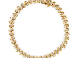 10K Yellow Gold over .925 Sterling Silver 1.0 Cttw Round Miracle-Set Diamond 7" Tennis Bracelet (I-J Color, I3 Clarity)