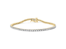 14K Yellow Gold Plated .925 Sterling Silver 3.0 Cttw Diamond Tennis Bracelet (K-L Color, I1-I2 Clarity)- Size 7.25"