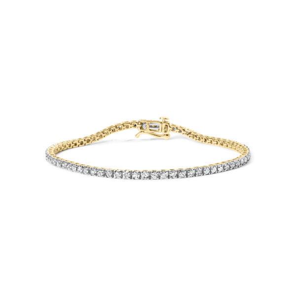 14K Yellow Gold Plated .925 Sterling Silver 3.0 Cttw Diamond Tennis Bracelet (K-L Color, I1-I2 Clarity)- Size 7.25"