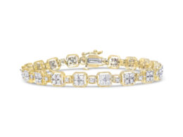10K Yellow Gold 2.0 Cttw Diamond Square Link Bracelet (J-K Color, I2-I3 Clarity) - Size 7.25"