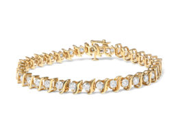 10K Yellow Gold Plated .925 Sterling Silver 5.00 Cttw Diamond S-Link Bracelet (K-L Color, I2-I3 Clarity) Size 7.25"