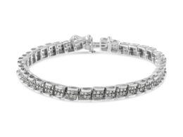 .925 Sterling Silver 2.0 Cttw Diamond 7" Round Miracle Plate Link Bracelet (I-J Color, I2-I3 Clarity)