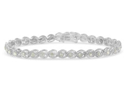 .925 Sterling Silver 2 cttw Miracle Plate Set Diamond Spiral Link Bracelet (I-J Color, I3 Clarity) -7"