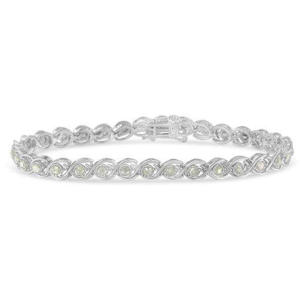 .925 Sterling Silver 2 cttw Miracle Plate Set Diamond Spiral Link Bracelet (I-J Color, I3 Clarity) -7"