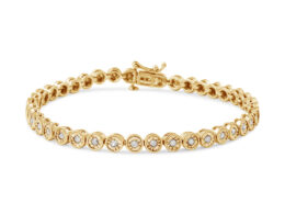 14K Yellow Gold Plated .925 Sterling Silver 1.0 cttw Miracle Plate Set Diamond Design Tennis Bracelet (I-J Color, I3 Clarity)