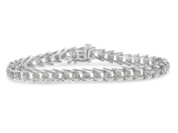 .925 Sterling Silver 2.0 Cttw Diamond Fan Link Tennis Bracelet (I-J Color, I3 Clarity) - 7”