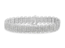 .925 Sterling-Silver 2.0 Cttw Miracle Set Diamond 3 Row S Curve Line Tennis Bracelet (I-J Color, I3 Clarity) -7.25"