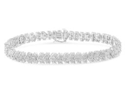.925 Sterling Silver 2.0 Cttw Diamond Miracle-Set Nested Chevron Link 7" Tennis Bracelet (I-J Color, I3 Clarity)