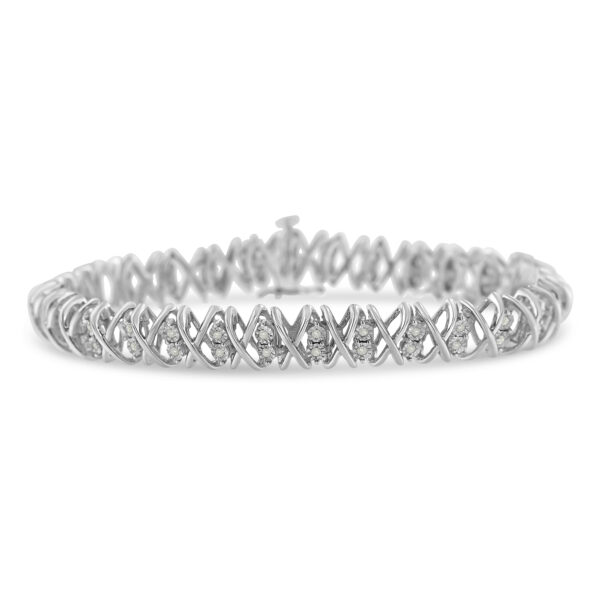 .925 Sterling Silver 2.0 Cttw Rose Cut Diamond X Link Tennis Bracelet (I-J Color, I2-I3 Clarity) - 7” 