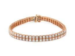 14K Rose Gold 3.0 Cttw Lab Grown Diamond Two Row Milgrain 7" Inch Tennis Bracelet (G-H Color, VS2-SI1 Clarity)