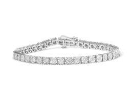 .925 Sterling Silver 3.0 Cttw Diamond Illusion-Set Miracle Plate Tennis Bracelet (I-J Color, I3 Clarity) - 7"