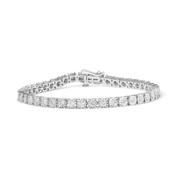 .925 Sterling Silver 3.0 Cttw Diamond Illusion-Set Miracle Plate Tennis Bracelet (I-J Color, I3 Clarity) - 7"