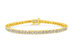 14K Yellow Gold Plated .925 Sterling Silver 3.0 Cttw Miracle-Set Diamond Tennis Bracelet (L-M Color, I2-I3 Clarity) - 7.25"
