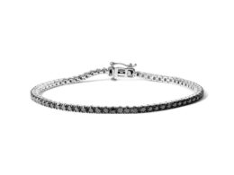 .925 Sterling Silver 2.0 Cttw 4-Prong Set Treated Black Round-Cut Diamond Classic Tennis Bracelet (Black Color, I2-I3 Clarity) - 7.25"