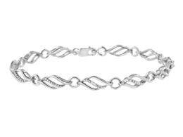 .925 Sterling Silver Diamond Accent Triple Weave Link Bracelet (I-J Color, I3 Clarity) - 7.25 Inch