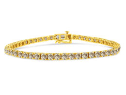 14K Yellow Gold Plated .925 Sterling Silver 8.0 Cttw Diamond Classic Link Tennis Bracelet (K-L Color, I2-I3 Clarity) - 7-1/4"