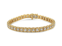 10K Yellow Gold 4.00 Cttw Round-Cut Diamond Link 7.25" Bracelet (K-L Color, I1-I2 Clarity)