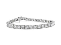 14K White Gold 5.0 Cttw Miracle Set Round-Cut Lab Grown Diamond Illusion 7" Tennis Bracelet (F-G Color, VS2-SI1 Clarity)