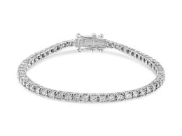 14K White Gold 2.0 Cttw Miracle Set Round-Cut Lab Grown Diamond Illusion 7" Tennis Bracelet (F-G Color, VS2-SI1 Clarity)