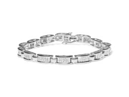 14K White Gold 3.0 Cttw Invisible Set Princess Cut Diamond Link and Buckle 7.25" Tennis Bracelet (I-J Color, I1-I2 Clarity)