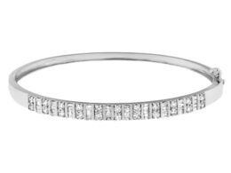 14K White Gold Round And Baguette-cut Diamond Bangle (1 cttw, H-I Color, SI2-I1 Clarity)
