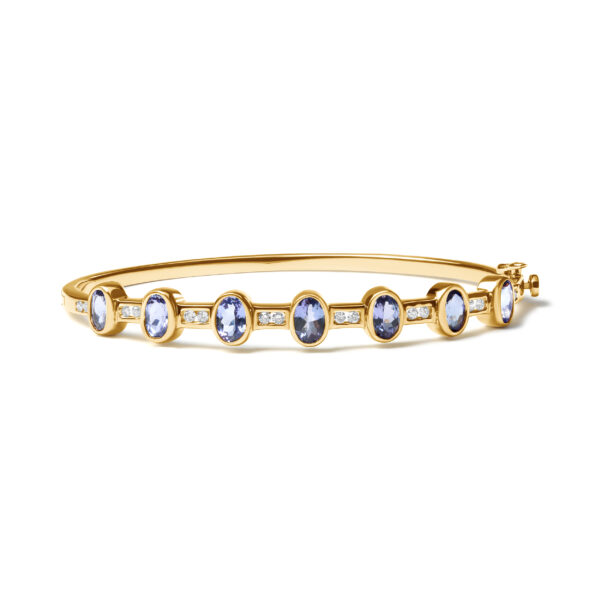 14K Yellow Gold Round-Cut Diamond and Tanzanite Bracelet (3.44 cttw, H-I Color, VS2-SI1 Clarity)