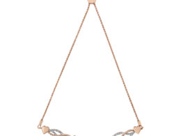 14K Rose Gold Plated .925 Sterling Silver Cttw Diamond Accent Layered Infinity Link and Heart Adjustable 4”-10” Adjustable Bolo Bracelet (I-J Color, I3 Clarity)