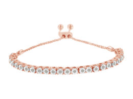 10K Rose Gold over .925 Sterling Silver 1/4 Cttw Miracle-Set Diamond 4”-10” Adjustable Bolo Tennis Bracelet (I-J Color, I3 Clarity)