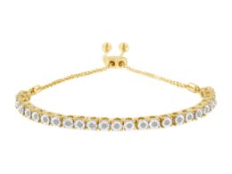 10K Yellow Gold over .925 Sterling Silver 1/4 Cttw Miracle-Set Diamond 4”-10” Adjustable Bolo Tennis Bracelet (I-J Color, I3 Clarity)
