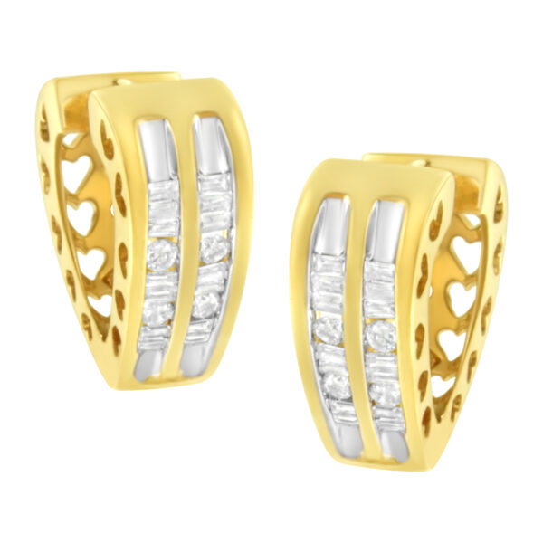 10K Yellow Gold 1/2 cttw Diamond Huggy Heart Hoop Earrings (I-J Clarity, I2-I3 Color)