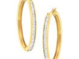 10K Yellow Gold 1/2 cttw Channel Set Hoop Earrings (H-I Clarity, SI2-I1 Color)