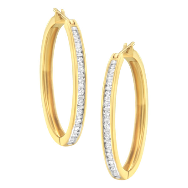 10K Yellow Gold 1/2 cttw Channel Set Hoop Earrings (H-I Clarity, SI2-I1 Color)