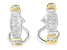 14K Two-Toned Gold Round and Princess Cut Diamond Earrings (0.5 cttw, H-I Color, SI2-I1 Clarity)