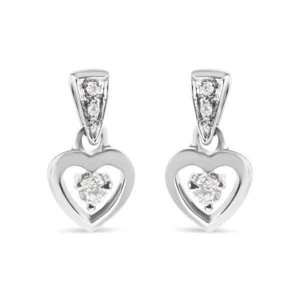 14K White Gold 1/6 Cttw Diamond Dangle Heart Stud Earrings (H-I, SI2-I1)