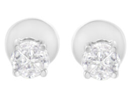 14K White Gold 1/2 Cttw Pie-Cut Diamond Solitaire Stud Earrings (H-I Color, SI1-SI2 Clarity)