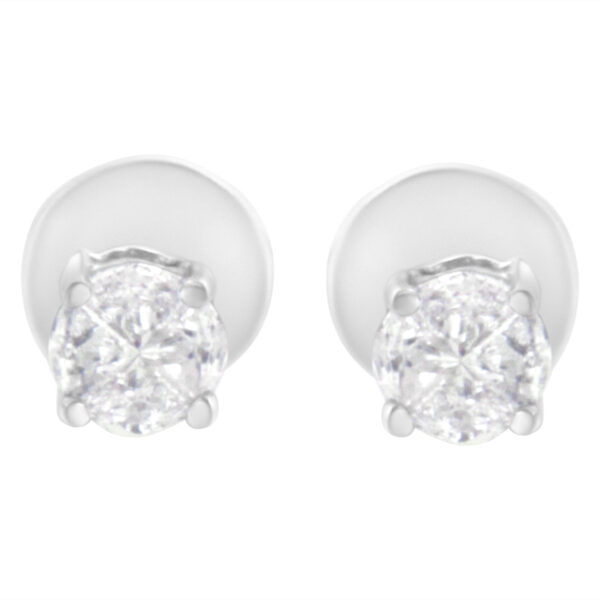 14K White Gold 1/2 Cttw Pie-Cut Diamond Solitaire Stud Earrings (H-I Color, SI1-SI2 Clarity)