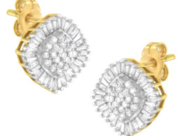 10K Yellow Gold 1/2 cttw Diamond Cluster Cocktail Stud Earrings (I-J, I1-I2)
