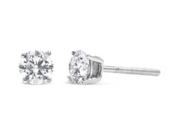 14K White Gold 1/2 Cttw 4-Prong Set Lab Grown Solitaire Diamond Push Back Stud Earrings (F-G Color, VS2-SI1 Clarity)