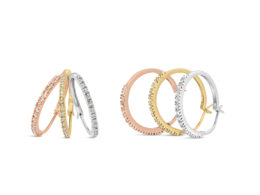 14K Tri-Toned Gold 1/3 Cttw Diamond Triple Hoop Earrings (I-J Color, I2-I3 Clarity) - 22 MM