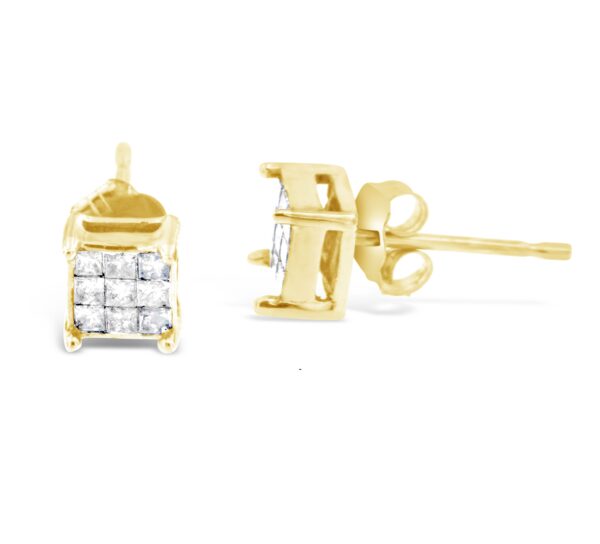 10K Yellow Gold Princess-cut Composite 18-stone Diamond Earrings (0.25 CTTW, J-K color, I2-I3 clarity)